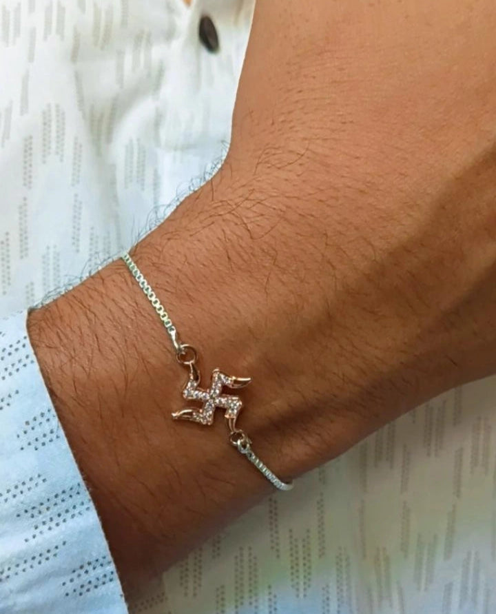 Divine Swastik 925 Silver Bracelet