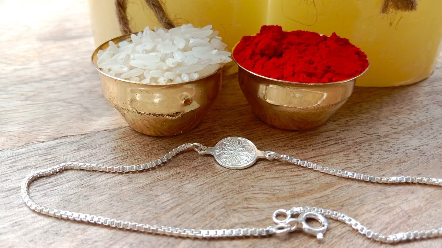 Stellar Mandala Silver Rakhi Bracelet