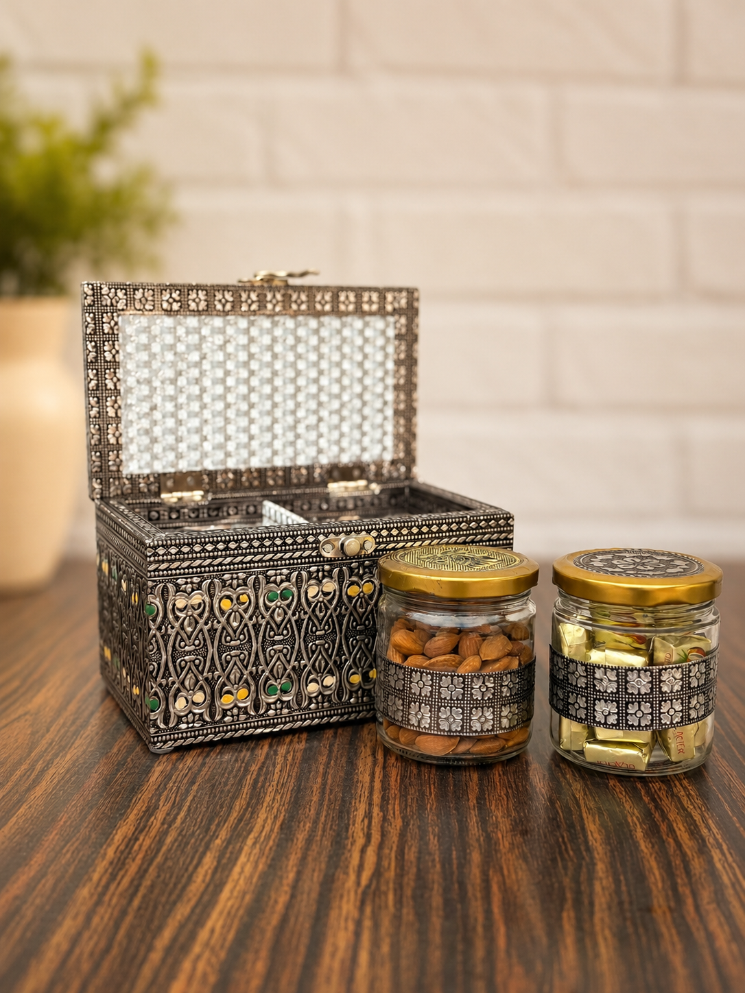 Shagun Gift Box |  1 Gram 999 Fine Silver Coin & 2 Premium Dry Fruit Gift Box | Luxury Silver Gift Hamper