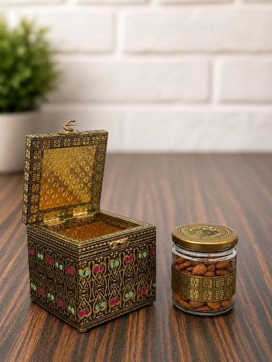 Premium Dry Fruit Gift Box with 1 Jar | Elegant Decorative Traditional Gift Hamper for Festivals & Celebrations