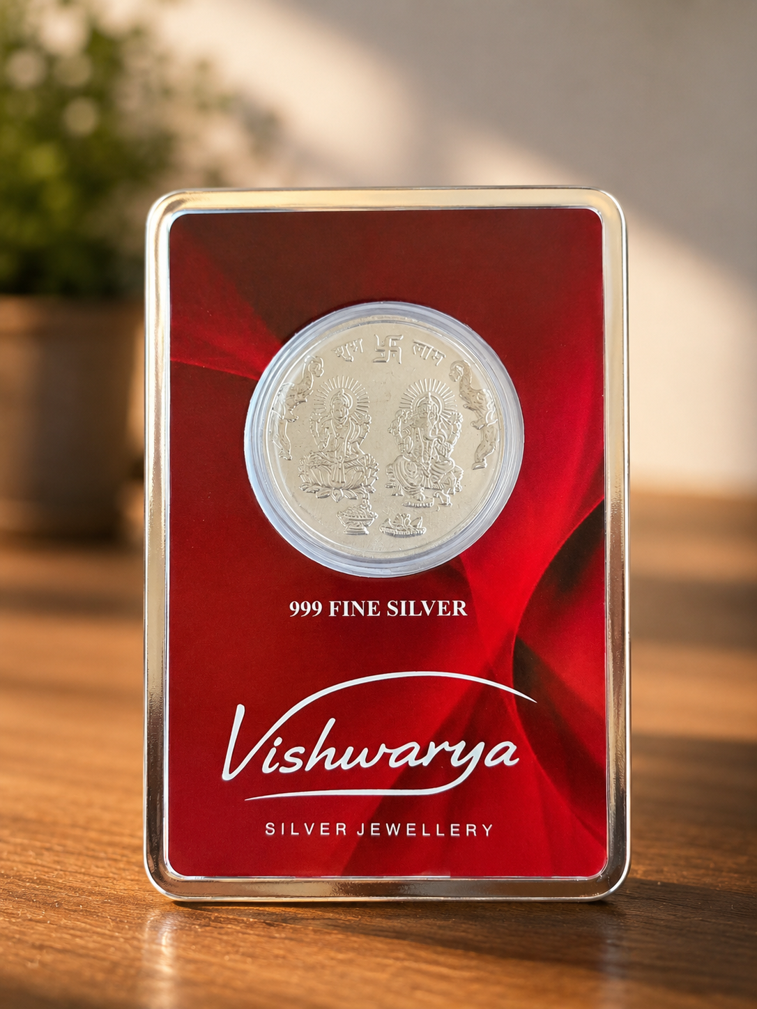 999 Fine Silver 2 Gram Lakshmi Ganesh Coin with Premium Gift Packaging