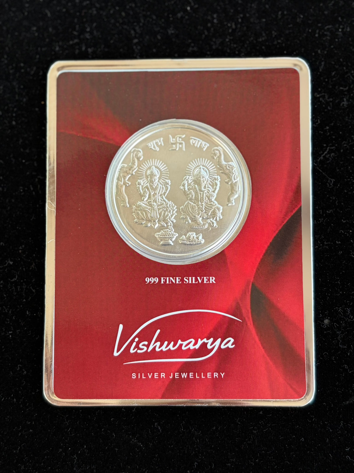 999 Fine Silver 2 Gram Lakshmi Ganesh Coin with Premium Gift Packaging