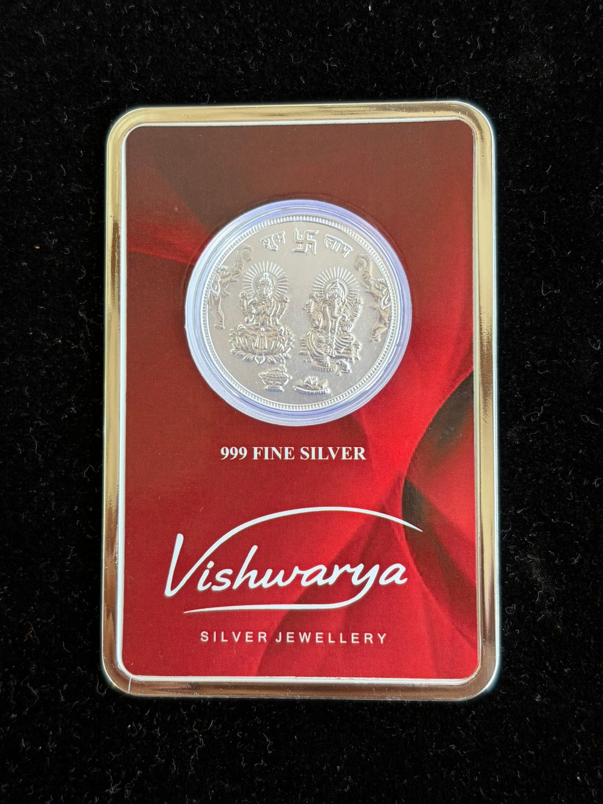 999 Fine Silver 1 Gram Lakshmi Ganesh Coin with Premium Gift Packaging