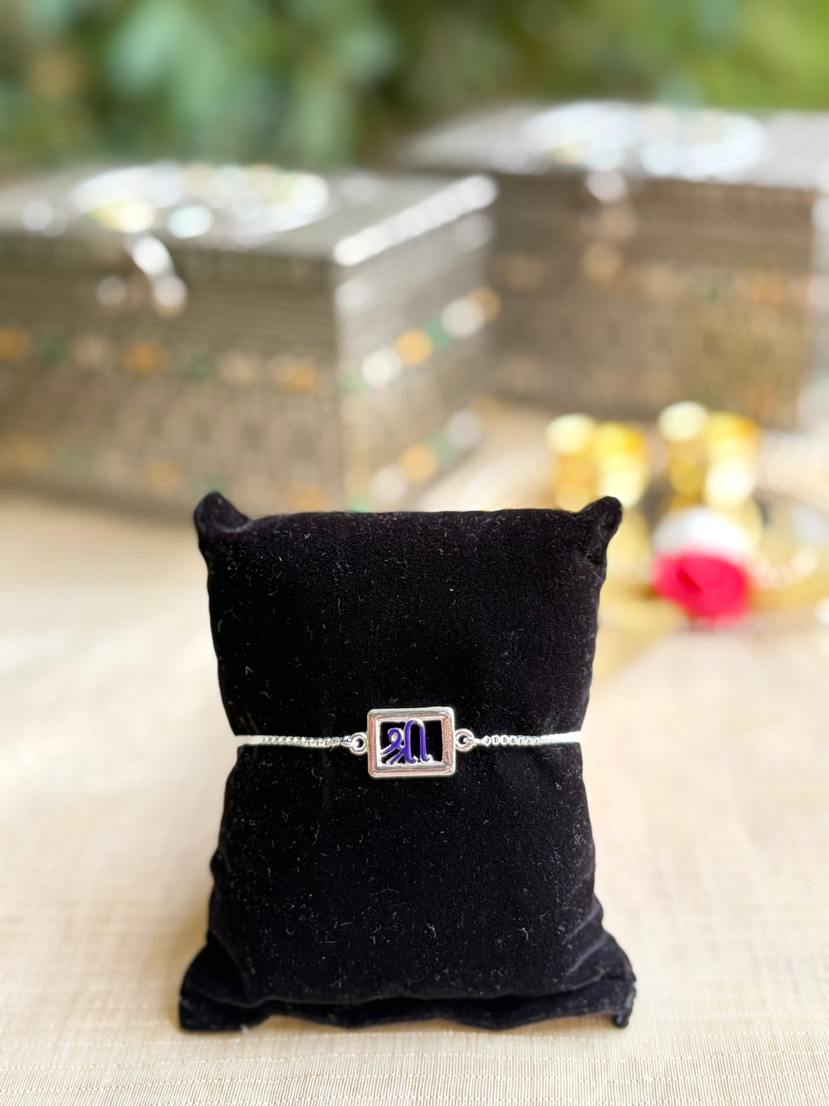 925 Silver Shree ( श्री ) Symbol Bracelet Rakhi for Brother with Adjustable Silver Chain