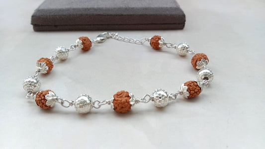 Sacred Rudraksha & Pure Silver Healing Bracelet
