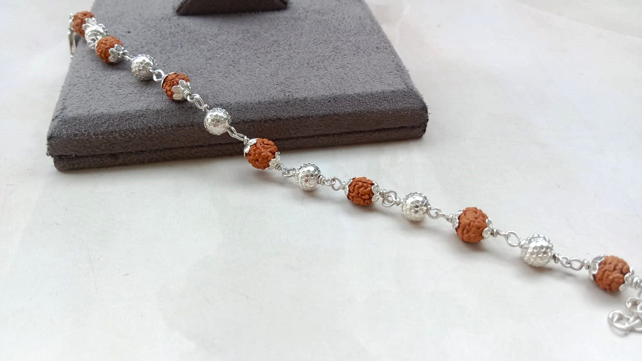 Sacred Rudraksha & Pure Silver Healing Bracelet