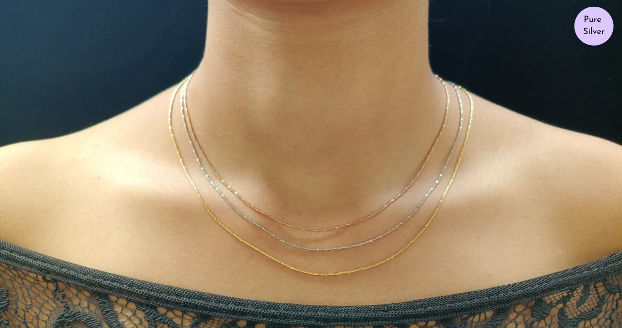 92.5 Silver Trio Chain Set – Gold, Rose Gold & Silver