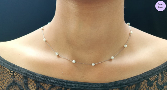 925 Silver Dainty Pearl Chain – Minimalist Everyday Elegance