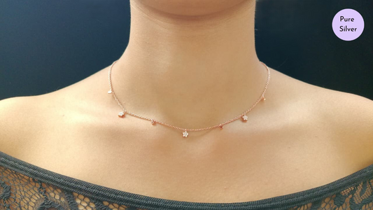 Blush Rose Gold Flower Drop Necklace